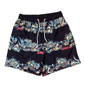 Jaws Universal City Studios Men's Swim Shorts - Black and Blue Size Medium